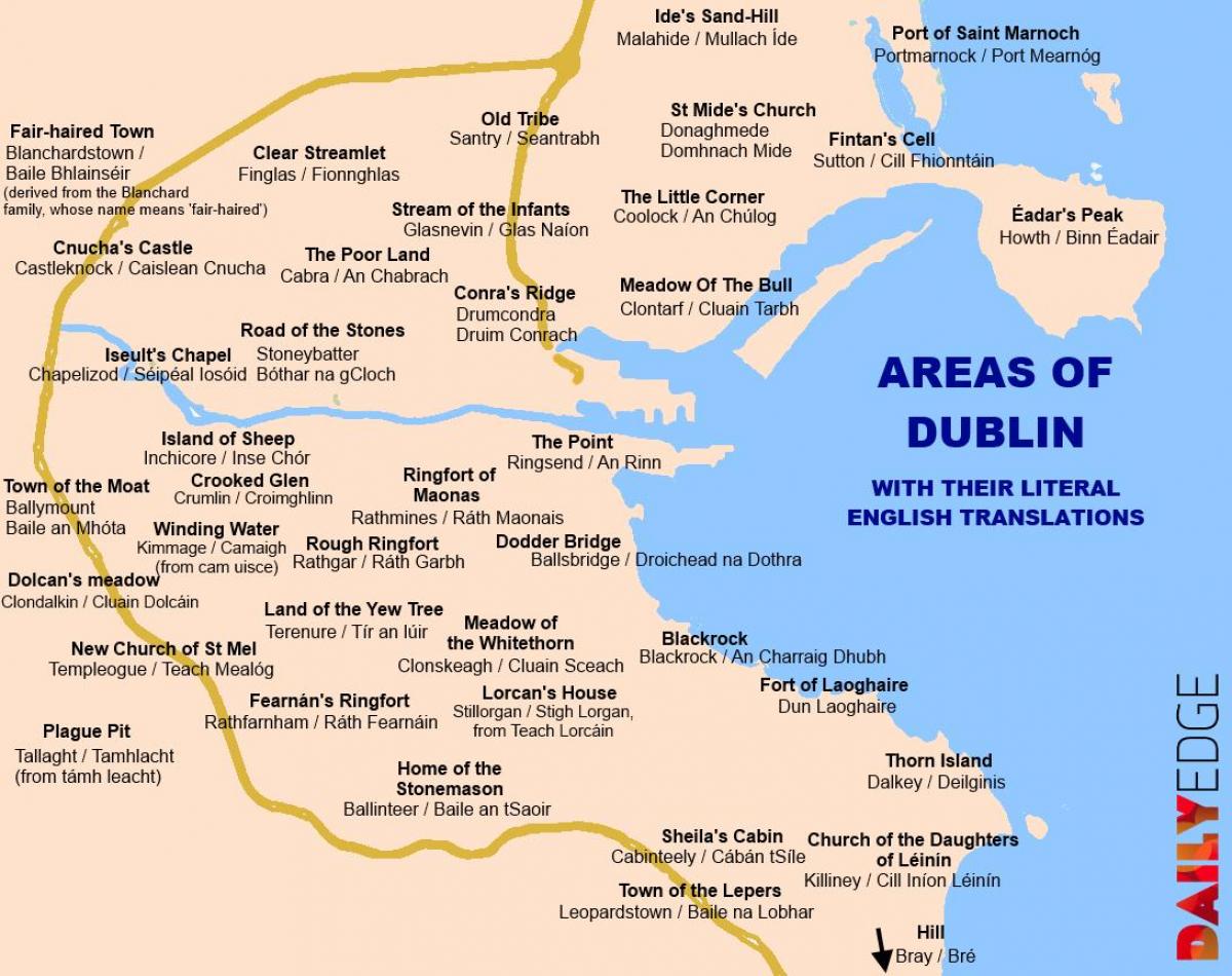 carte de la banlieue de Dublin