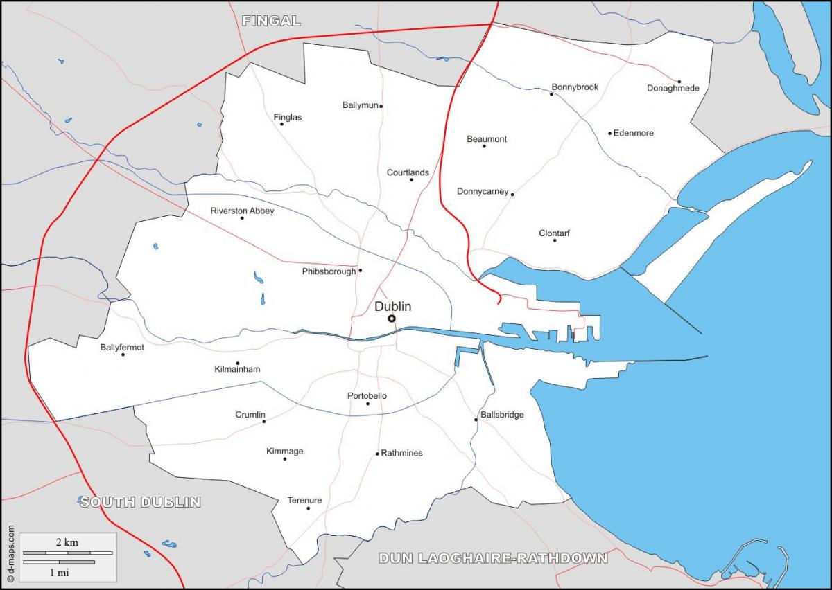 carte des quartiers de Dublin
