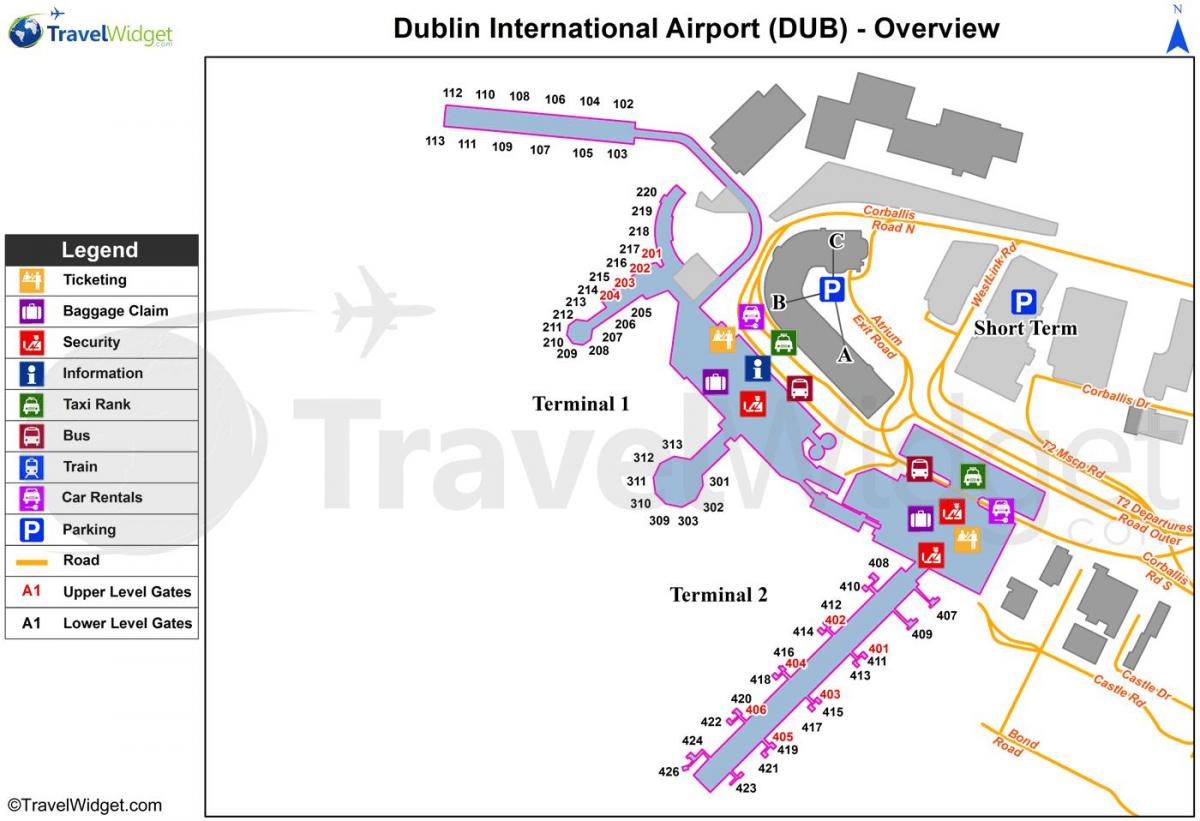 L'aéroport de Dublin voiture carte du parc