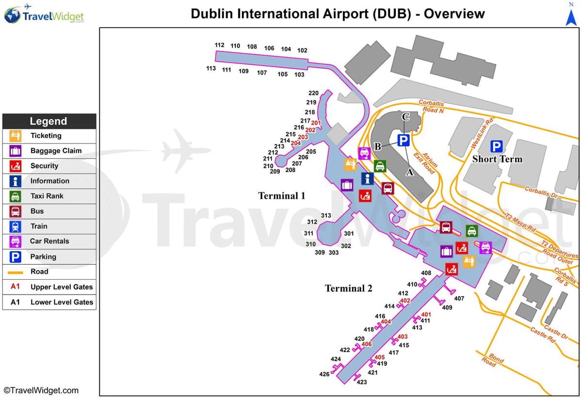 carte de l'aéroport de Dublin