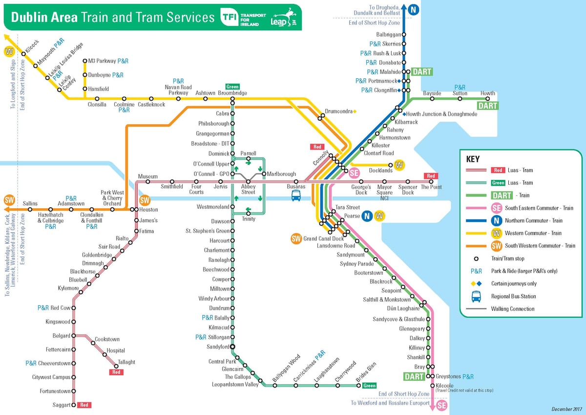 la carte de Dublin métro