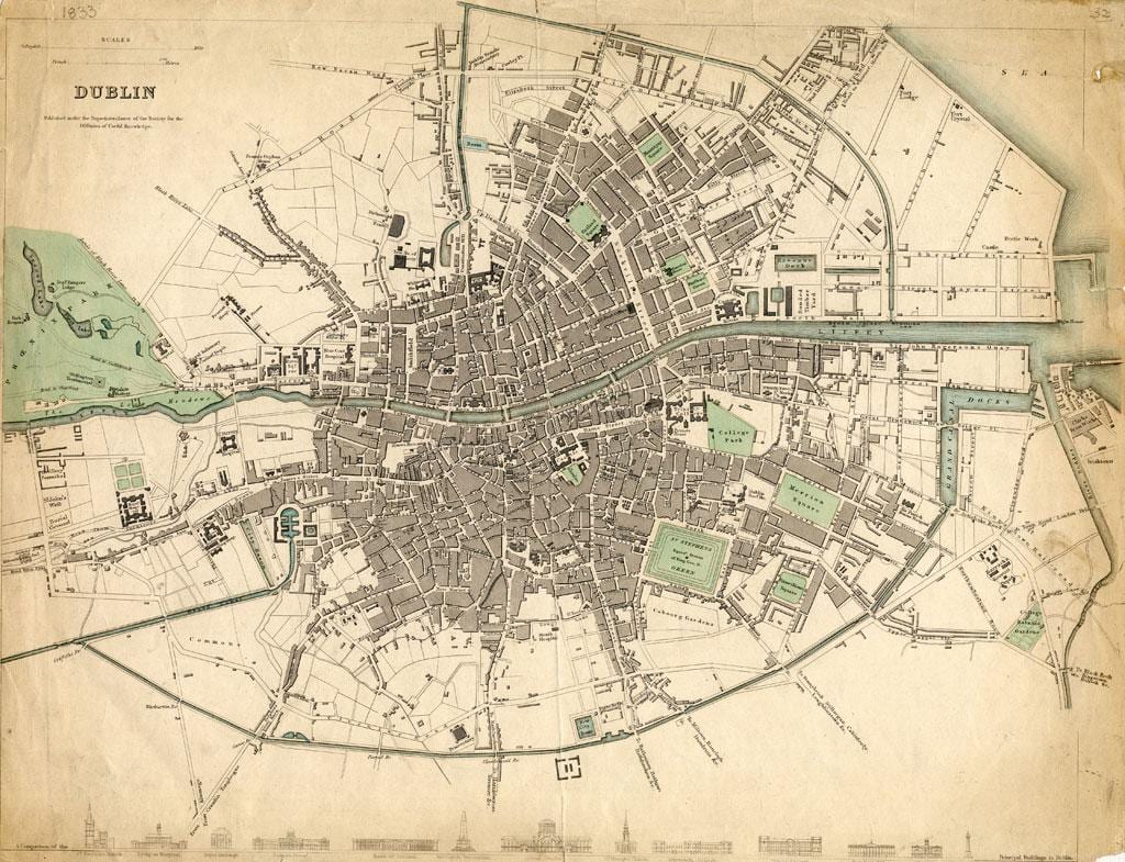 la carte de Dublin en 1916