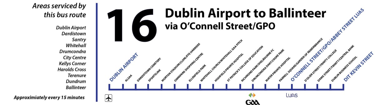 bus 16 Dublin carte