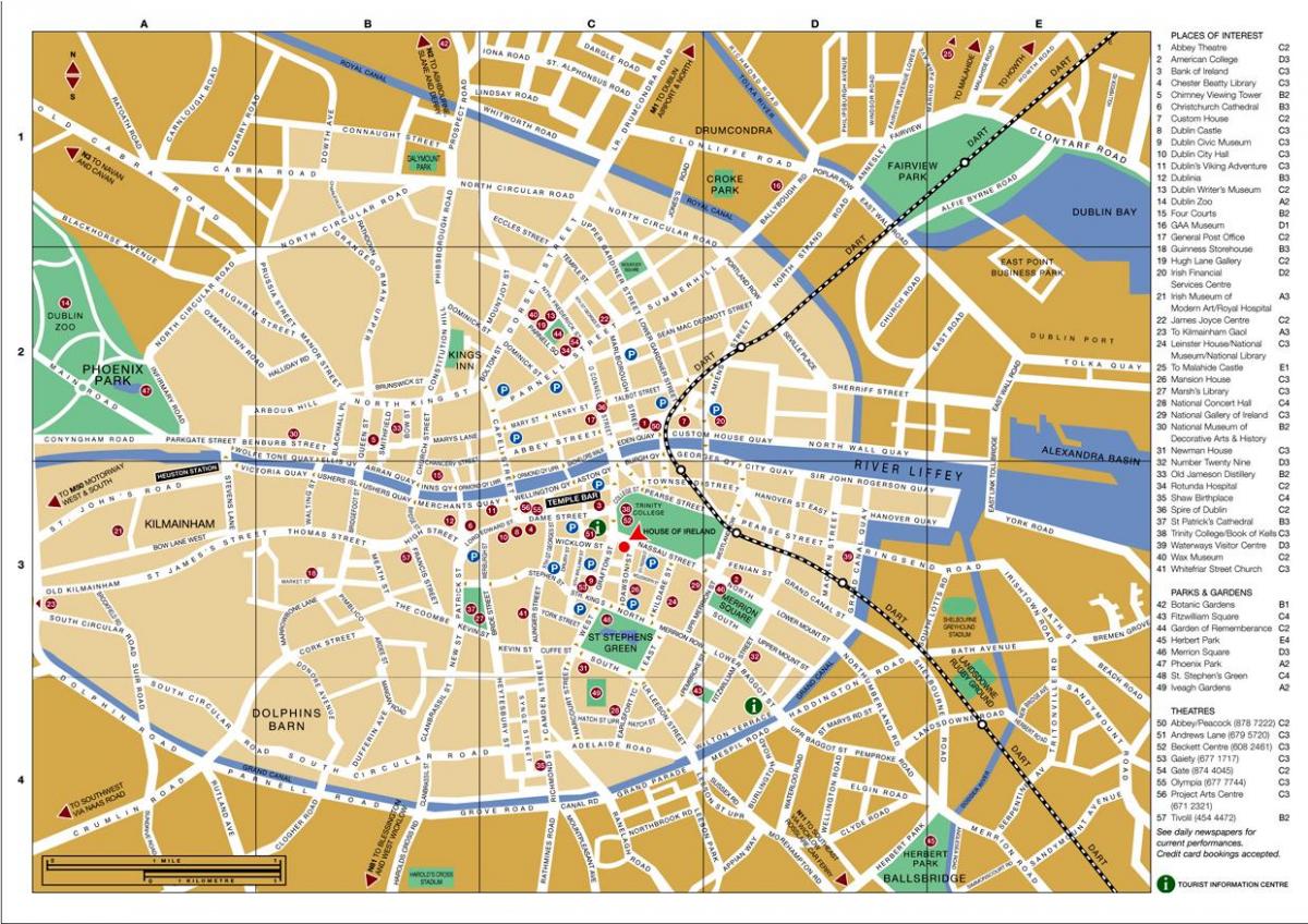 carte du centre-ville de Dublin