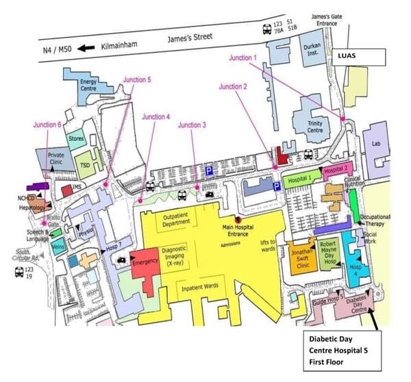 St James hospital de Dublin carte